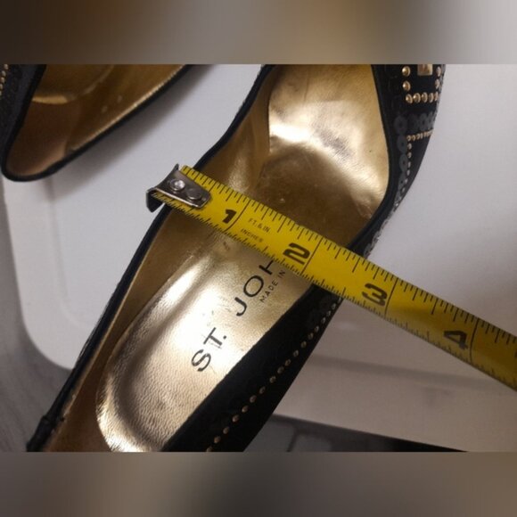 St. John Black Heels with Intricate Beadwork SZ 6B - Picture 10 of 11